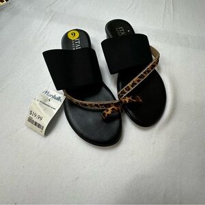 Italian Shoemakers Black and Leopard Sandals